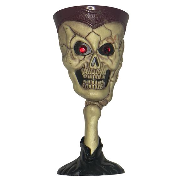 Skull Skeleton Wine Glass Goblet Cup With Skeleton Hand Plastic Halloween Prop - Picture 1 of 4